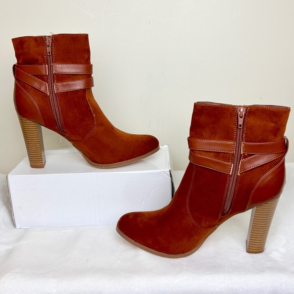 JUSTFAB Rust Orange Suede Lissa Harness Bootie Size 9.5 US/UK 7.5/EU  40.5 - Picture 2 of 9